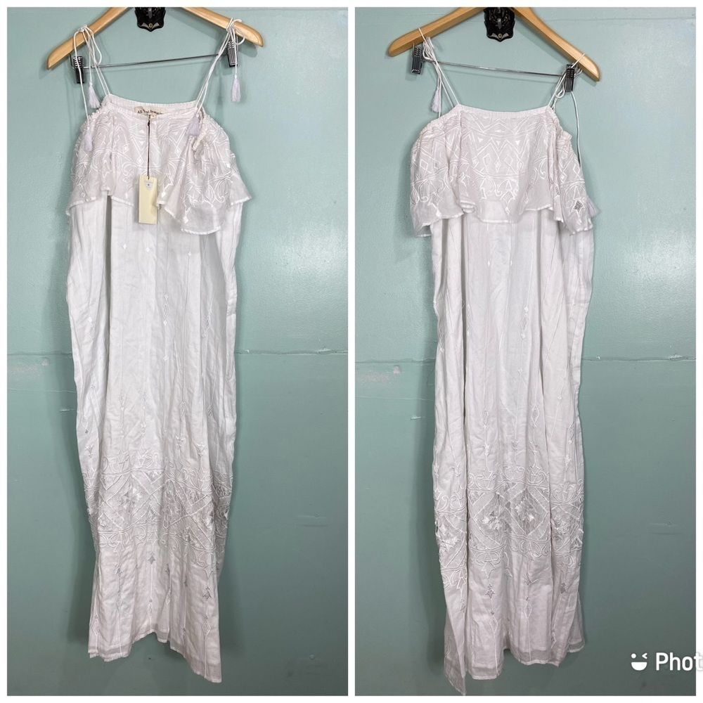 All that Remains Limited Edition White Midi Embroidered Dress Floral Sz 8